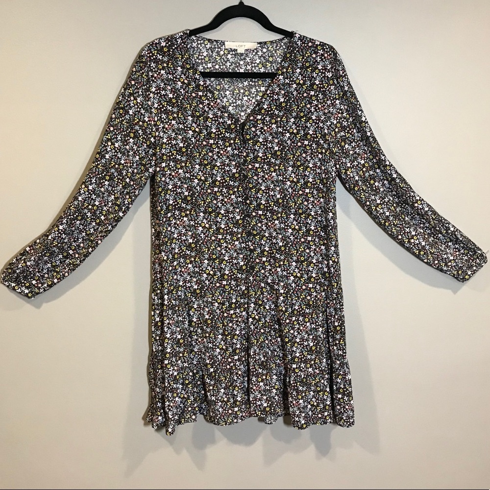 LOFT Flower Power Mini Dress (Multi Colored)